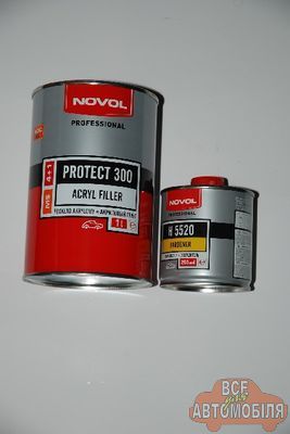 Грунт NOVOL 300 4 + 1 2К акриловый красно-коричневый 1л. + отвердитель 5520 0,25л.