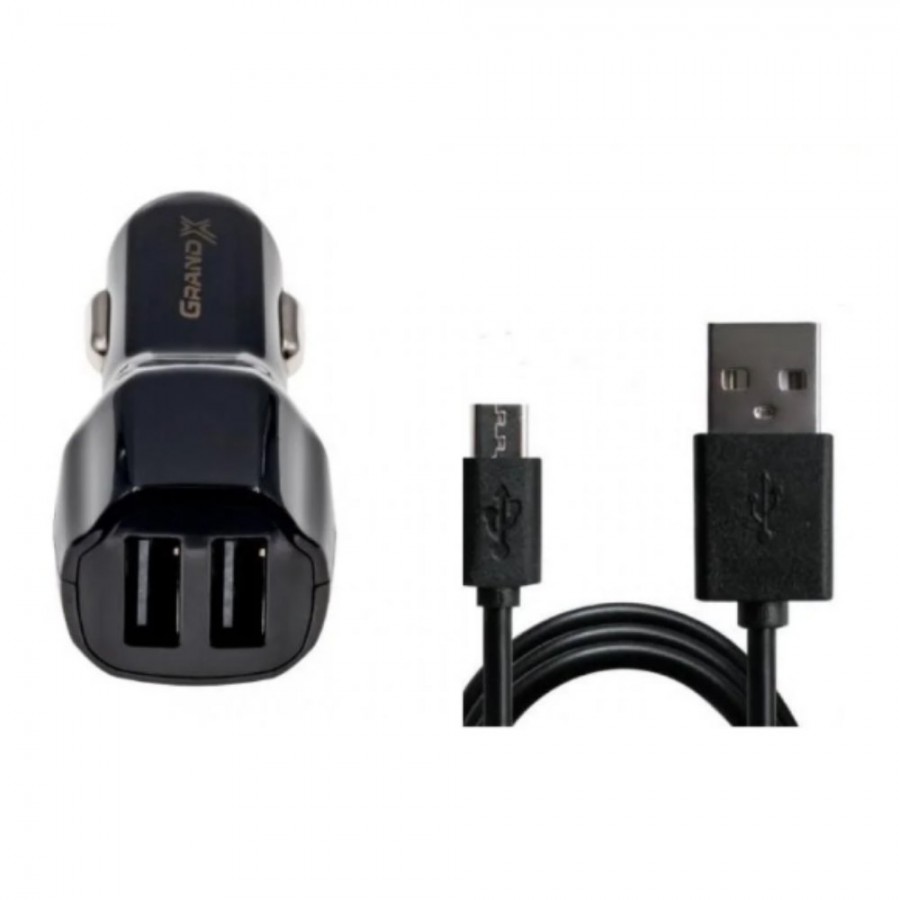 Зарядний пристрій Grand-X 2 USB,CH26BM 12-24V,USB 5V/2.1A+cable